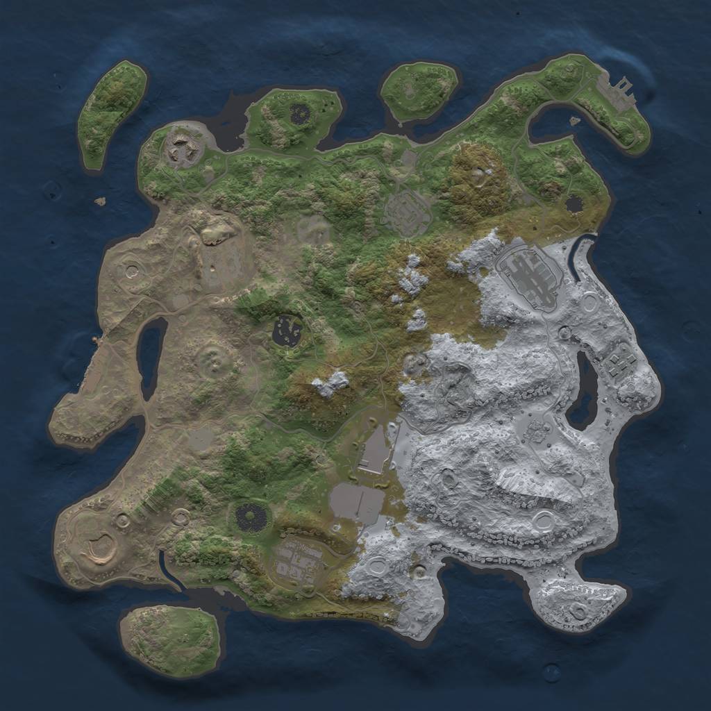 Rust Map: Procedural Map, Size: 3500, Seed: 1726281894, 18 Monuments