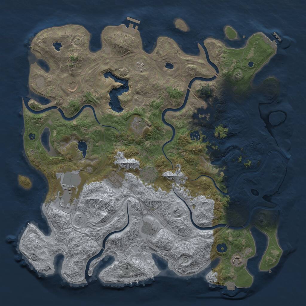 Rust Map: Procedural Map, Size: 4500, Seed: 5125461, 16 Monuments