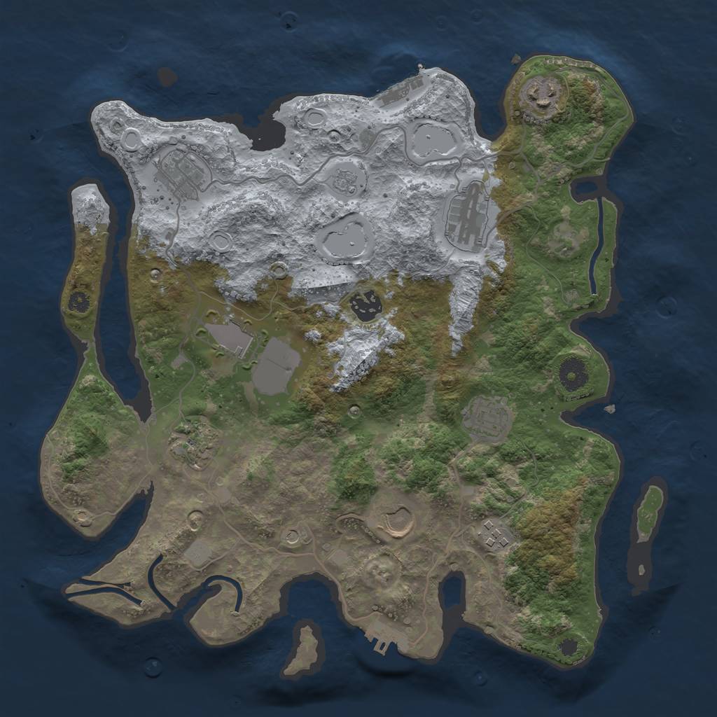 Rust Map: Procedural Map, Size: 3500, Seed: 1140574389, 18 Monuments