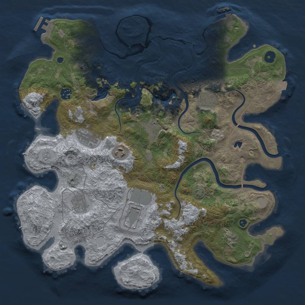 Rust Map: Procedural Map, Size: 4000, Seed: 1703861163, 15 Monuments