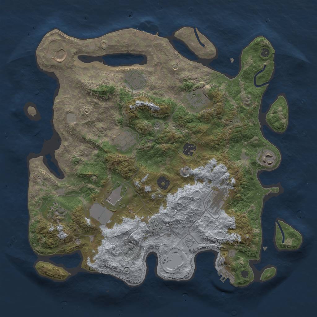 Rust Map: Procedural Map, Size: 3700, Seed: 1890959158, 19 Monuments