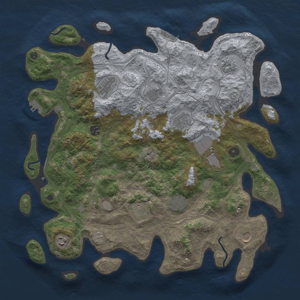 Rust Map: Procedural Map, Size: 4250, Seed: 721970381, 20 Monuments