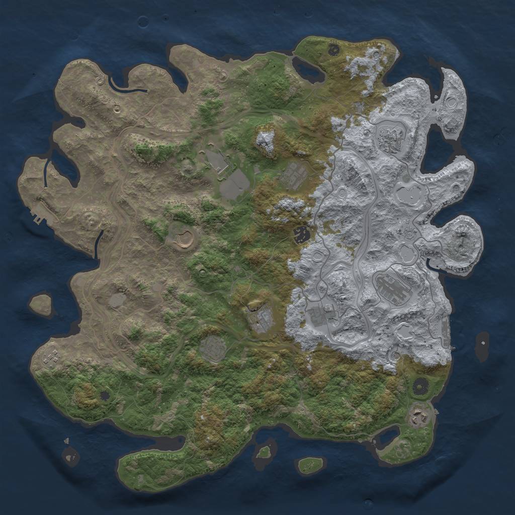 Rust Map: Procedural Map, Size: 4500, Seed: 1281636610, 20 Monuments