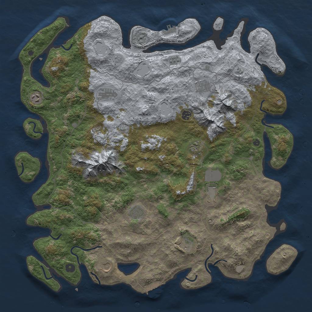 Rust Map: Procedural Map, Size: 5000, Seed: 37758, 19 Monuments
