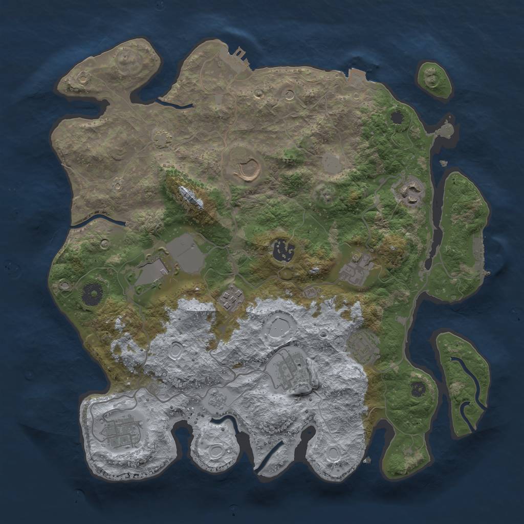 Rust Map: Procedural Map, Size: 3500, Seed: 1589958522, 17 Monuments