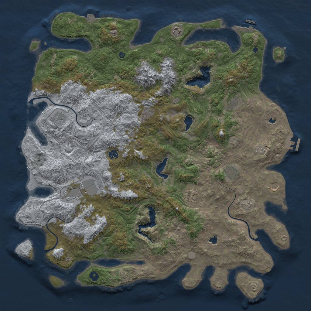 Rust Map: Procedural Map, Size: 5000, Seed: 1418, 16 Monuments