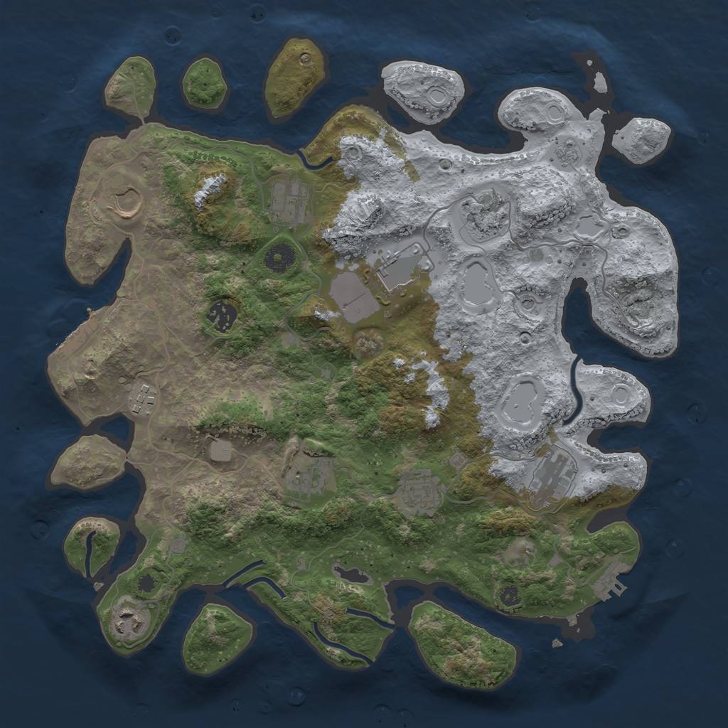 Rust Map: Procedural Map, Size: 3700, Seed: 1924556871, 19 Monuments