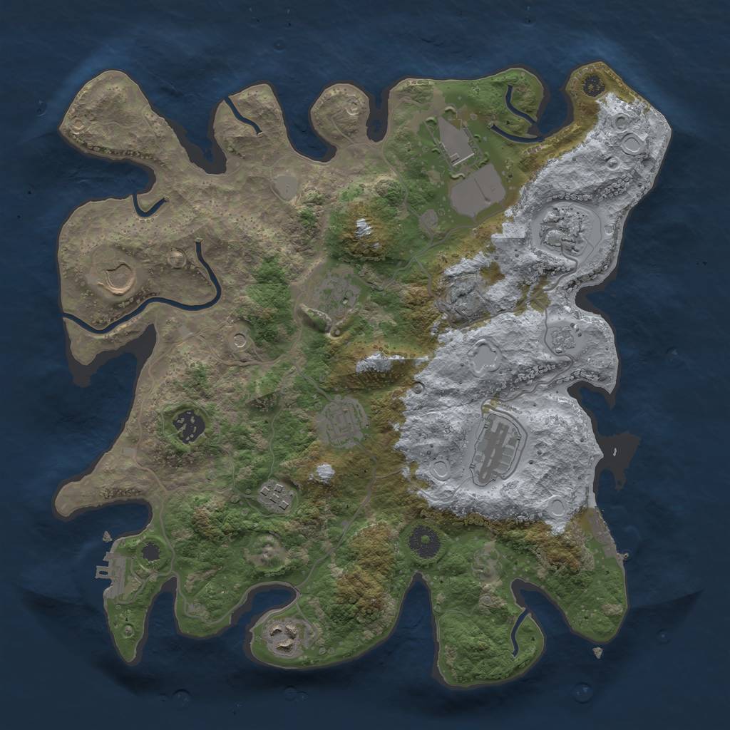 Rust Map: Procedural Map, Size: 3500, Seed: 801516638, 18 Monuments