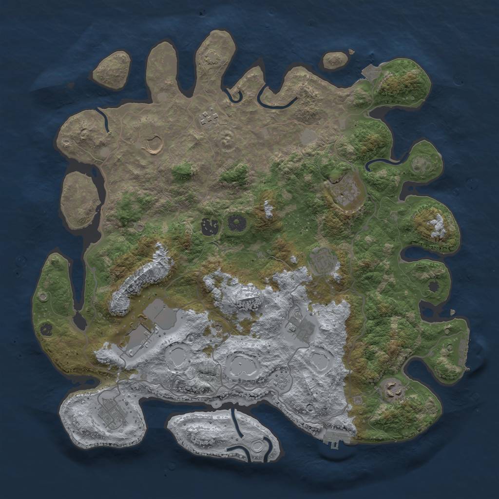 Rust Map: Procedural Map, Size: 4096, Seed: 1177923932, 17 Monuments