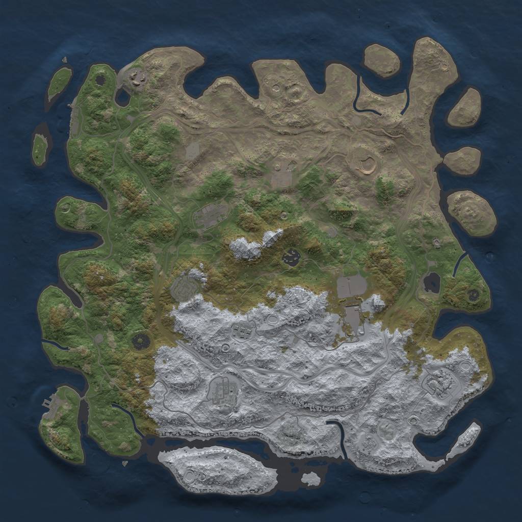 Rust Map: Procedural Map, Size: 4500, Seed: 13878, 19 Monuments