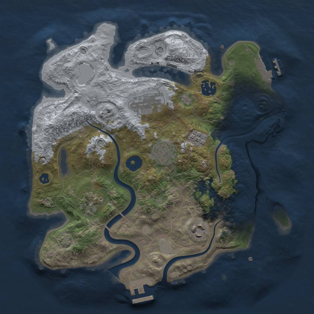 Rust Map: Procedural Map, Size: 3000, Seed: 708148527, 12 Monuments