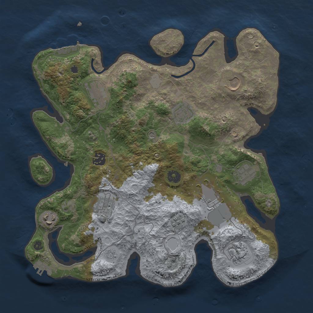 Rust Map: Procedural Map, Size: 3500, Seed: 68190593, 19 Monuments