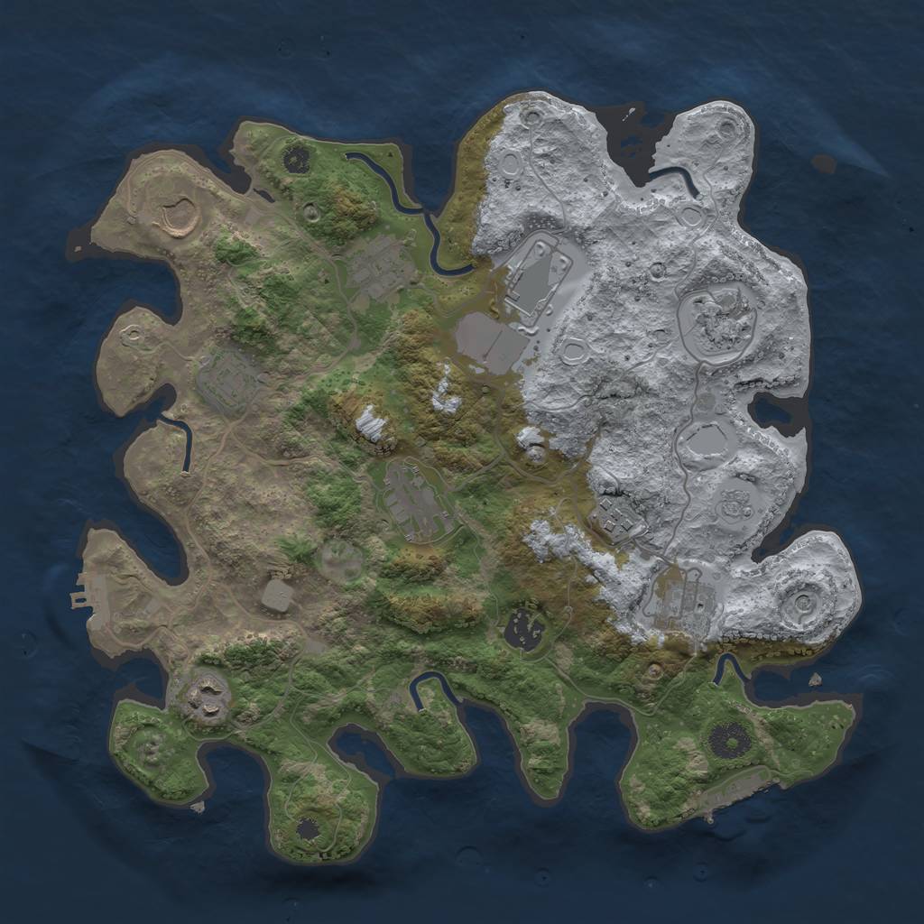 Rust Map: Procedural Map, Size: 3500, Seed: 836233494, 19 Monuments