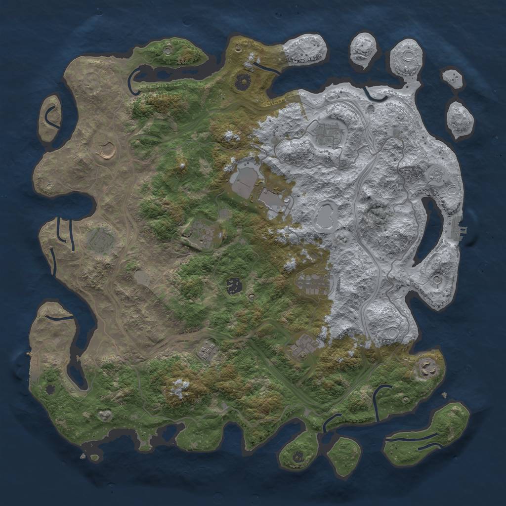 Rust Map: Procedural Map, Size: 4500, Seed: 1937744120, 19 Monuments