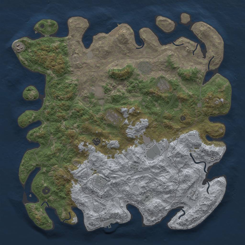 Rust Map: Procedural Map, Size: 4800, Seed: 722392057, 19 Monuments