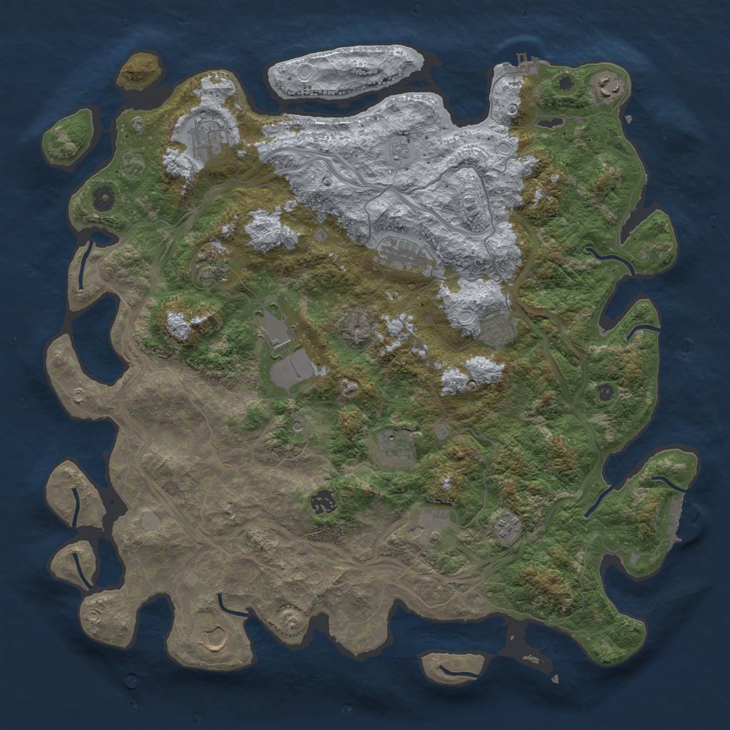 Rust Map: Procedural Map, Size: 4500, Seed: 1455626144, 20 Monuments