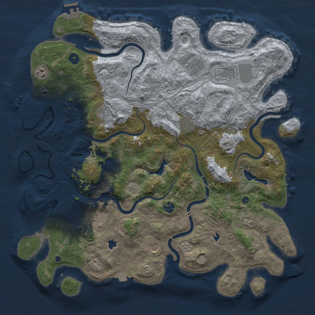 Rust Map: Procedural Map, Size: 4500, Seed: 155555565, 16 Monuments