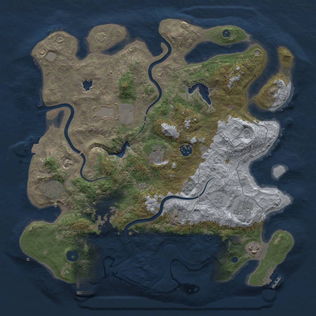 Rust Map: Procedural Map, Size: 4000, Seed: 834827672, 14 Monuments
