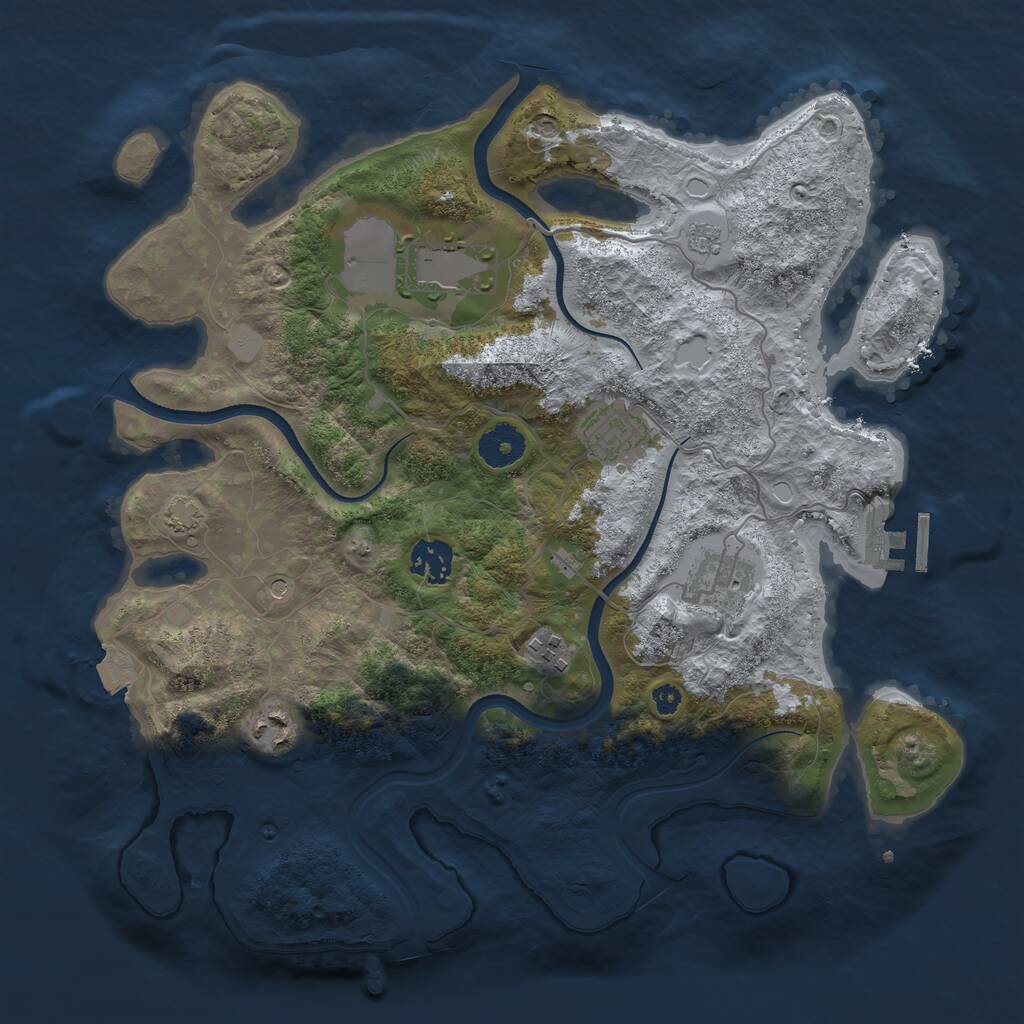 Rust Map: Procedural Map, Size: 3500, Seed: 7095869, 11 Monuments