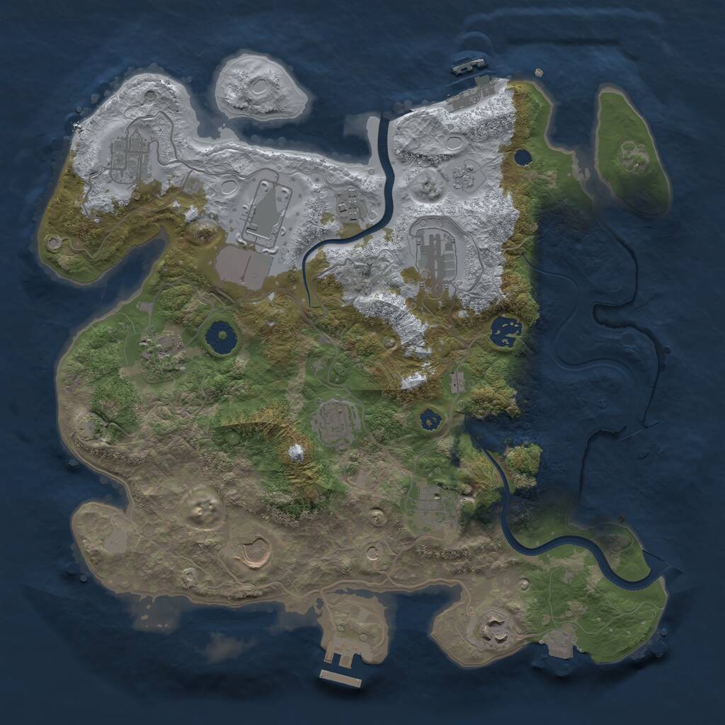 Rust Map: Procedural Map, Size: 3500, Seed: 177805285, 16 Monuments