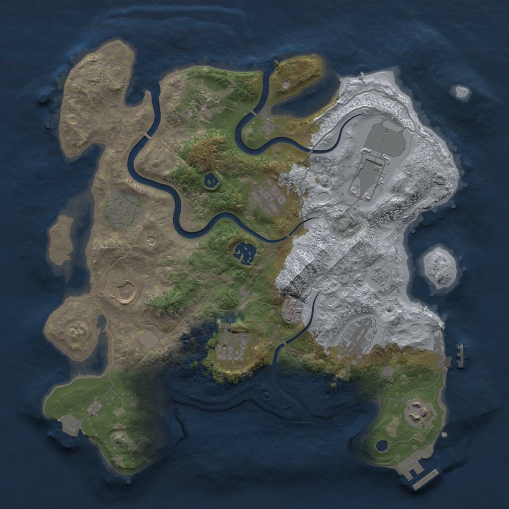 Rust Map: Procedural Map, Size: 3500, Seed: 24703466, 16 Monuments