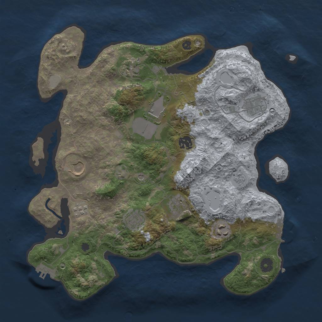 Rust Map: Procedural Map, Size: 3500, Seed: 24703466, 18 Monuments