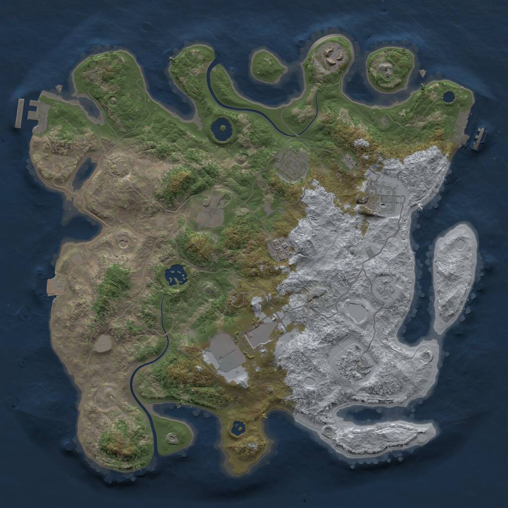 Rust Map: Procedural Map, Size: 3500, Seed: 39348383, 14 Monuments