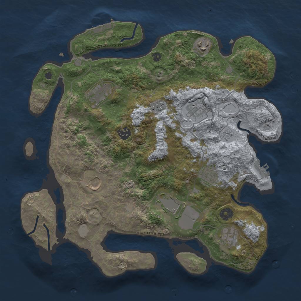 Rust Map: Procedural Map, Size: 3500, Seed: 35185862, 18 Monuments