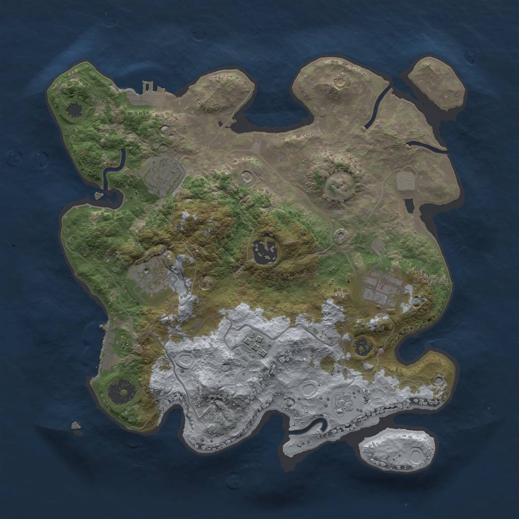 Rust Map: Procedural Map, Size: 3000, Seed: 10437, 14 Monuments