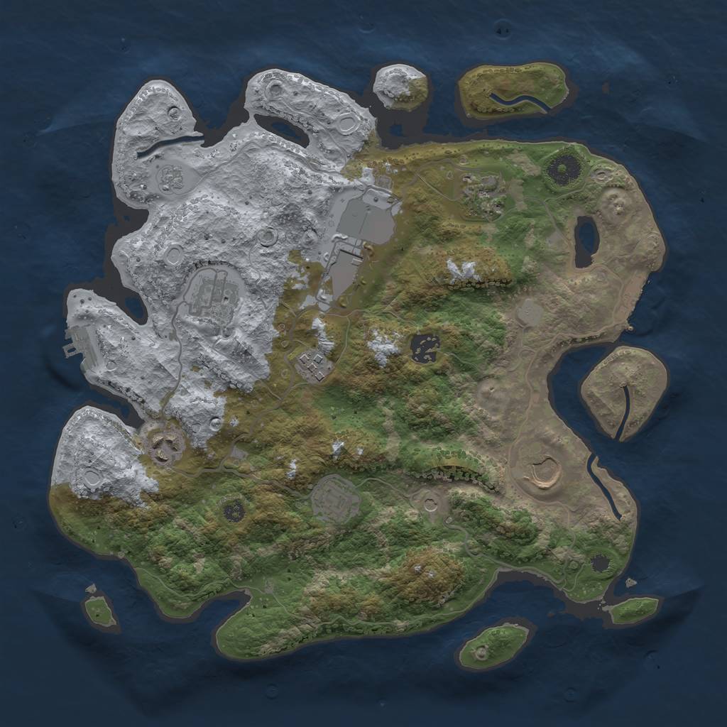 Rust Map: Procedural Map, Size: 3500, Seed: 87056072, 17 Monuments