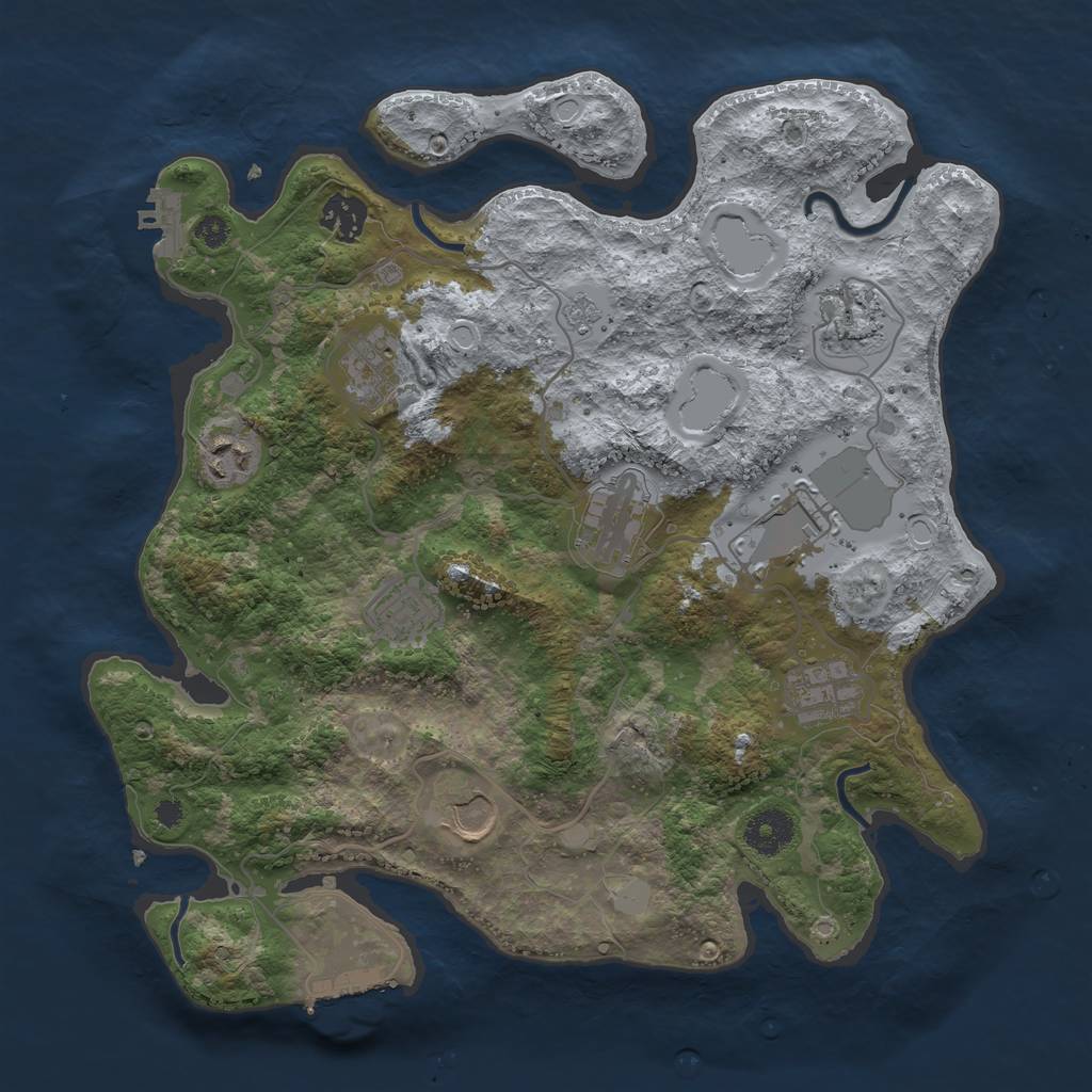 Rust Map: Procedural Map, Size: 3500, Seed: 63357024, 17 Monuments