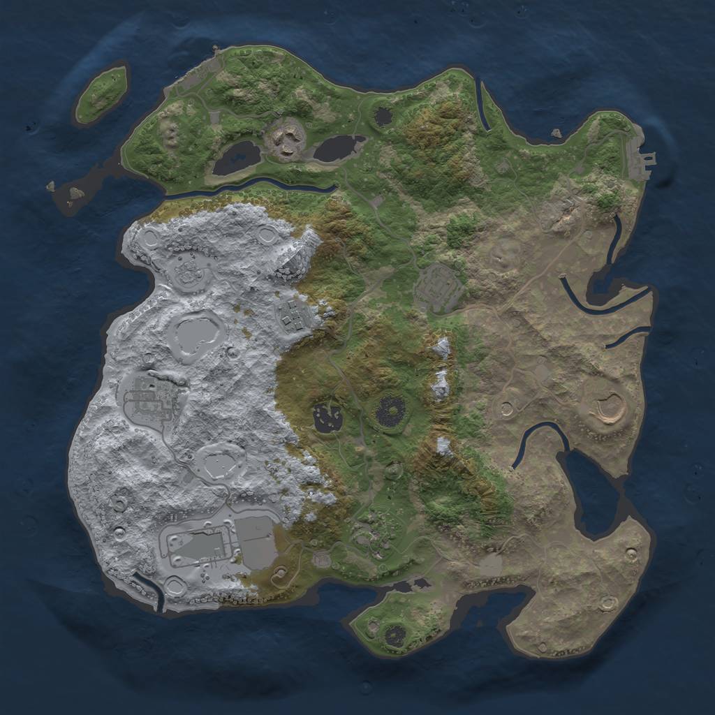 Rust Map: Procedural Map, Size: 3500, Seed: 147273744, 17 Monuments
