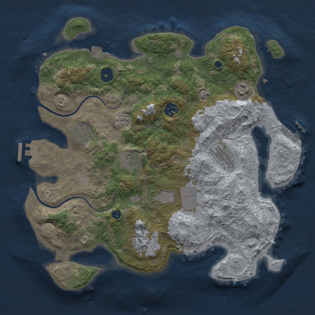 Rust Map: Procedural Map, Size: 3500, Seed: 8402306, 14 Monuments