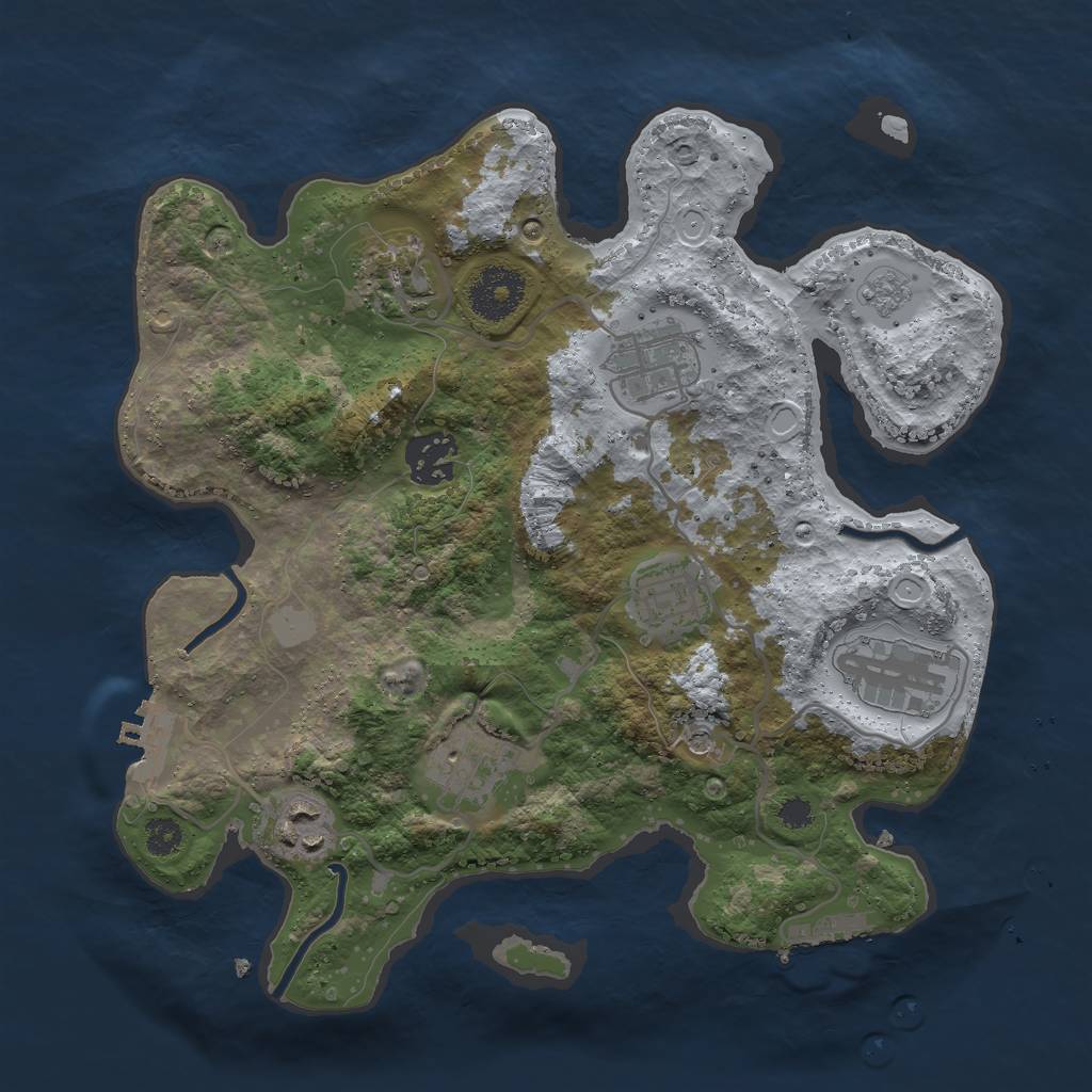 Rust Map: Procedural Map, Size: 3000, Seed: 1027648319, 16 Monuments