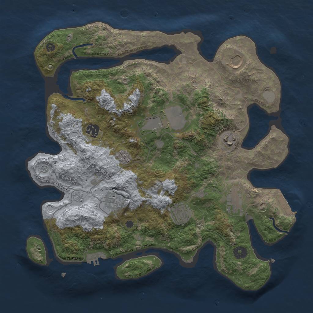 Rust Map: Procedural Map, Size: 3500, Seed: 71790874, 17 Monuments