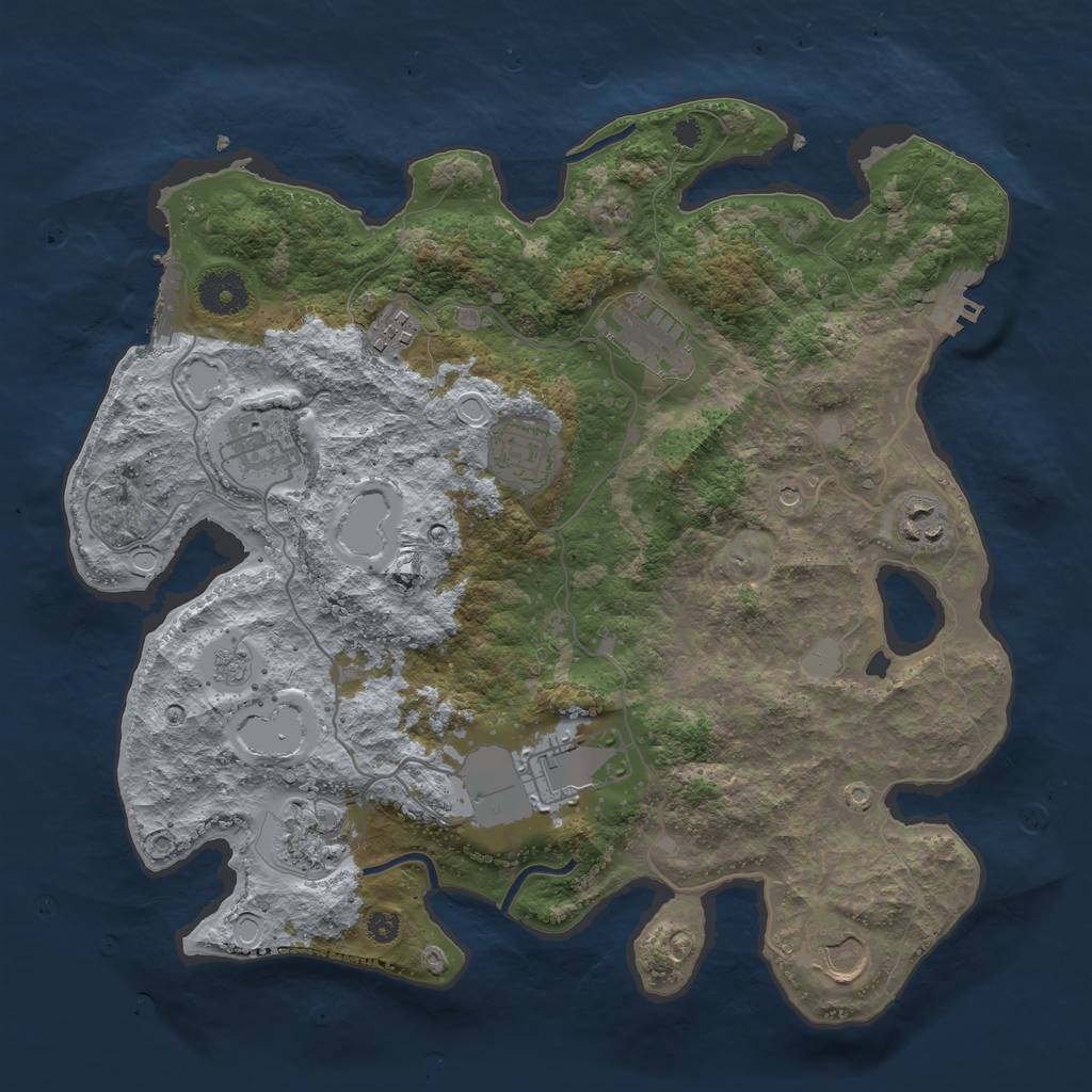 Rust Map: Procedural Map, Size: 3500, Seed: 692629463, 17 Monuments