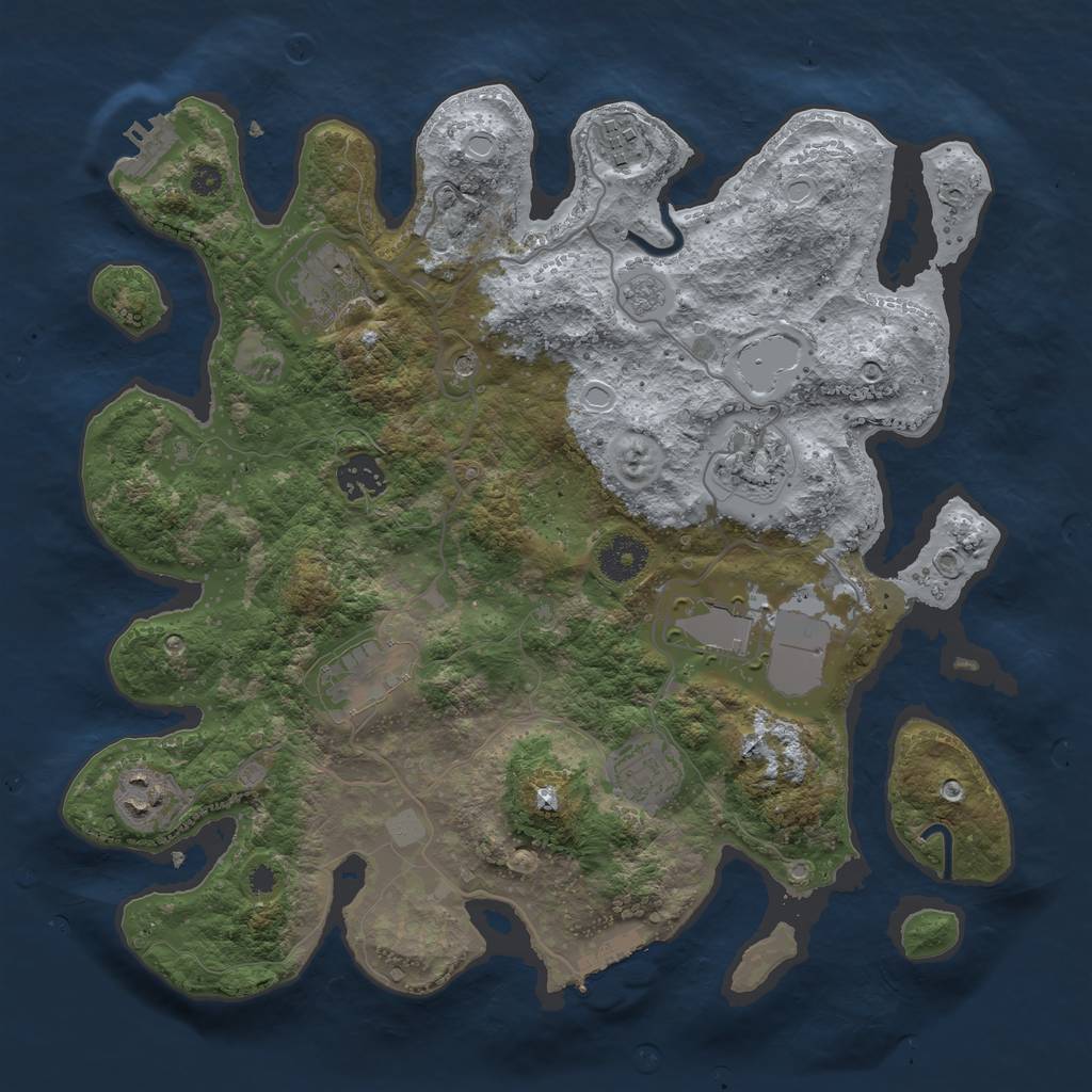 Rust Map: Procedural Map, Size: 3500, Seed: 68411195, 17 Monuments