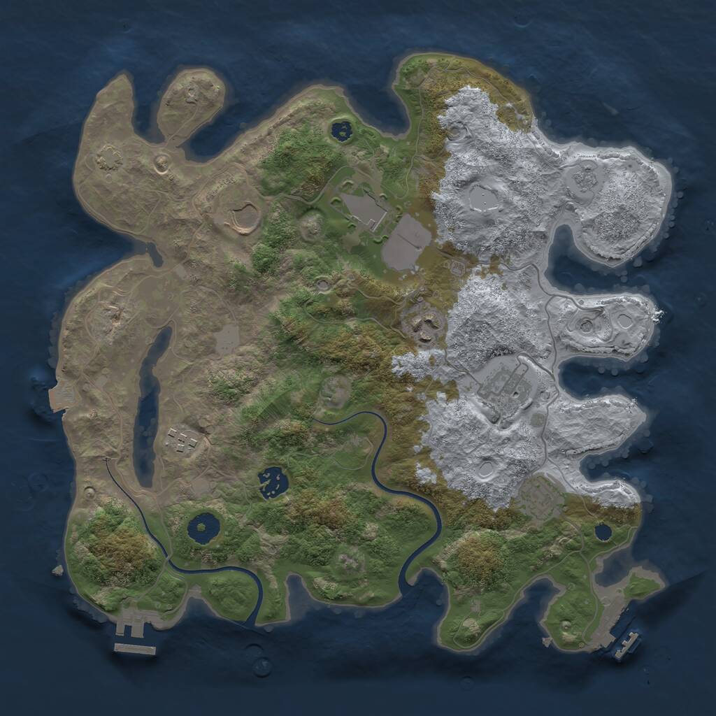 Rust Map: Procedural Map, Size: 3500, Seed: 18506110, 13 Monuments