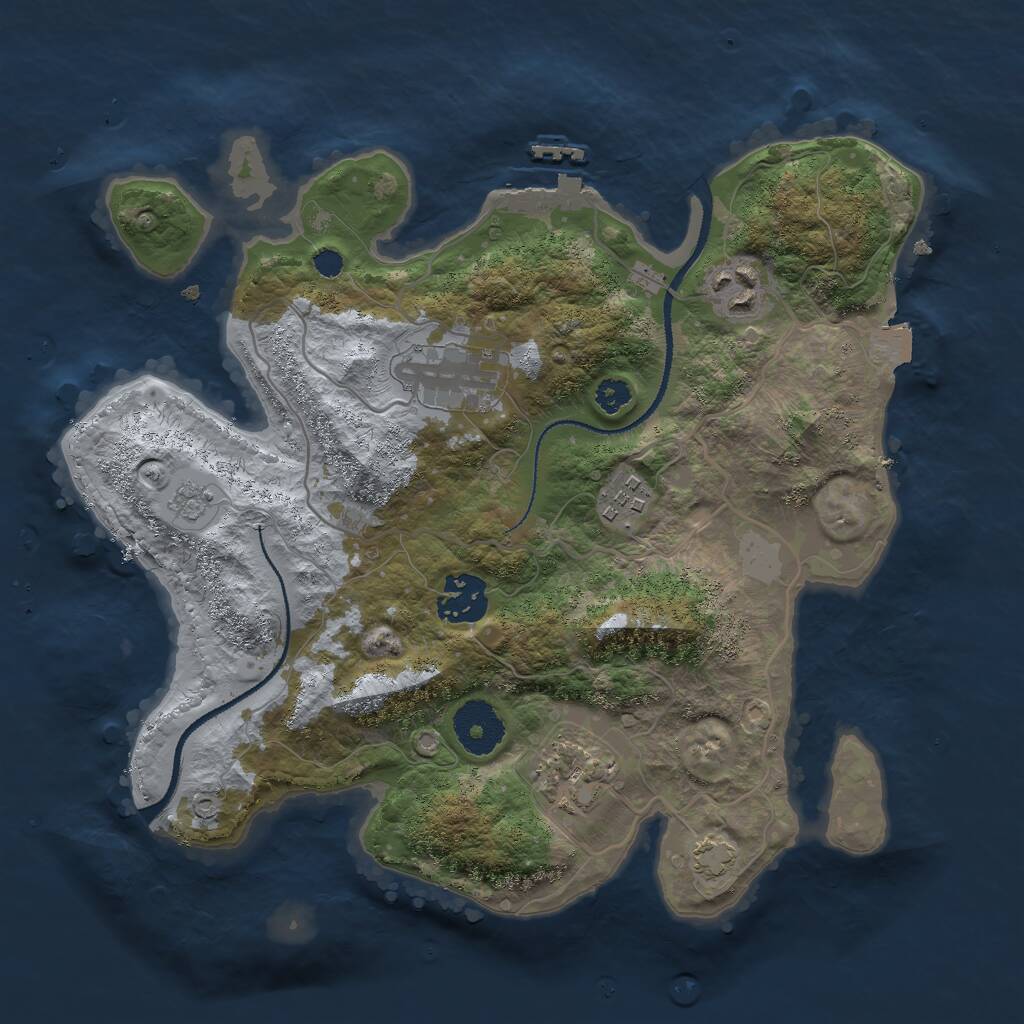 Rust Map: Procedural Map, Size: 3000, Seed: 29621, 9 Monuments