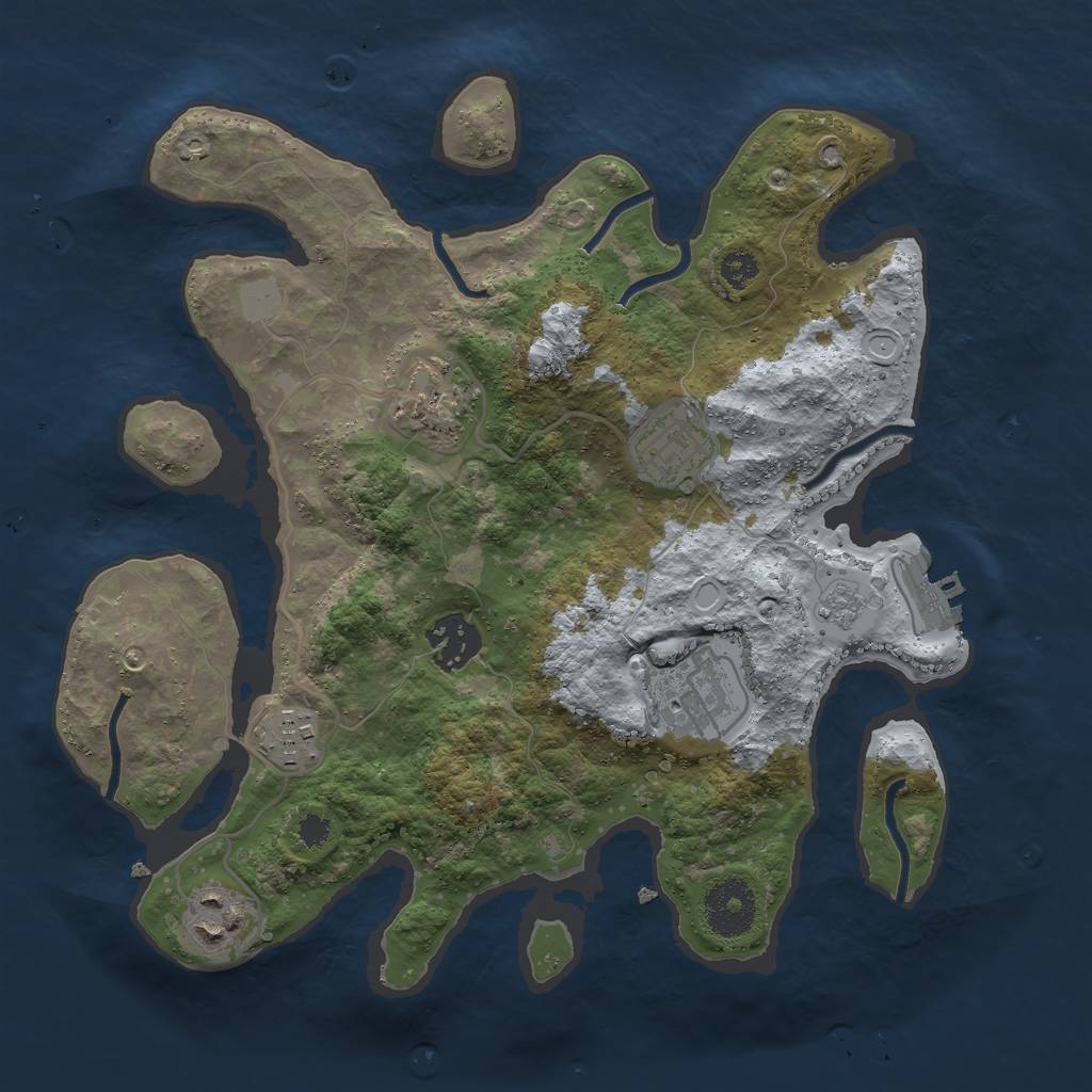 Rust Map: Procedural Map, Size: 3000, Seed: 515423684, 13 Monuments