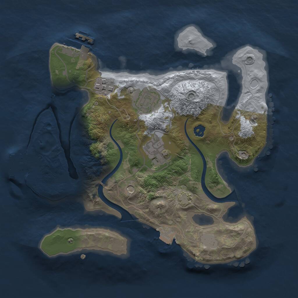 Rust Map: Procedural Map, Size: 2500, Seed: 3518622, 8 Monuments