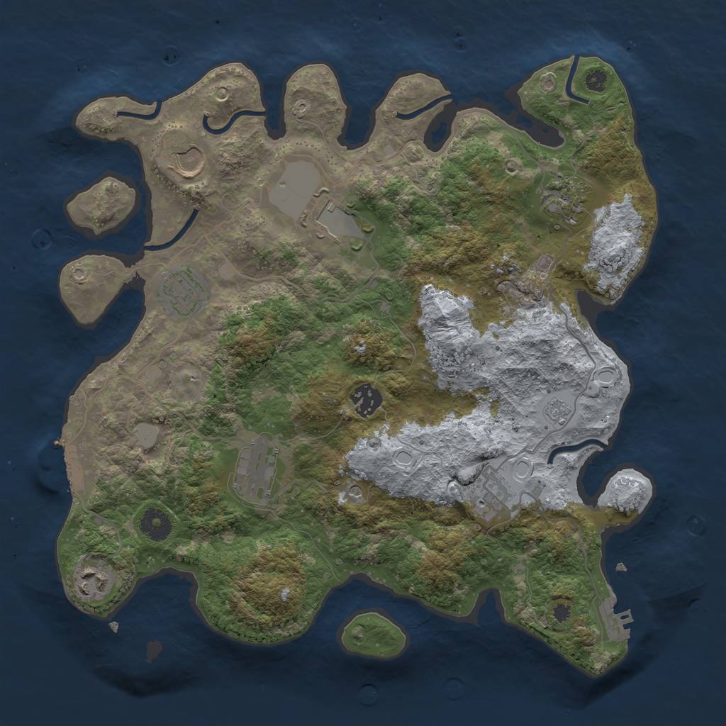 Rust Map: Procedural Map, Size: 3500, Seed: 587453426, 17 Monuments