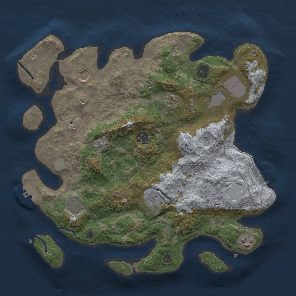 Rust Map: Procedural Map, Size: 3500, Seed: 1693936048, 17 Monuments