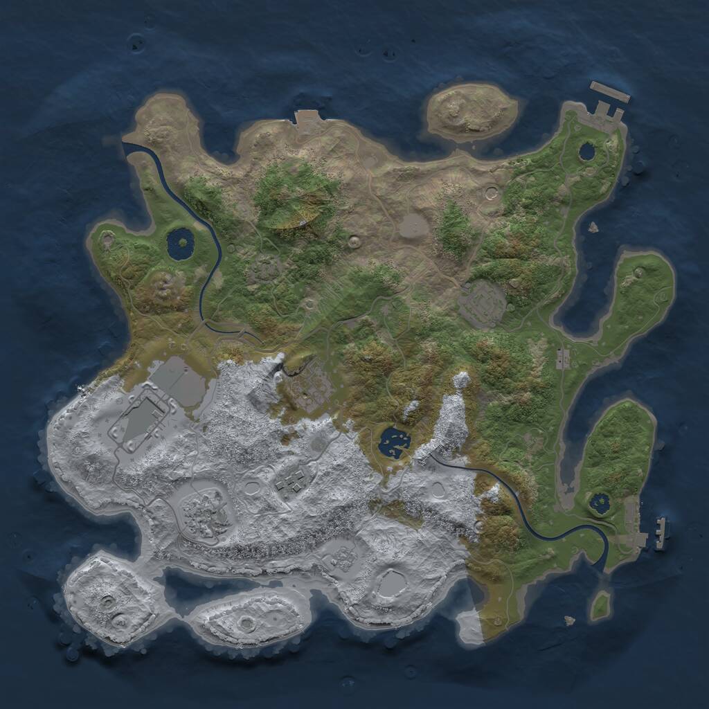 Rust Map: Procedural Map, Size: 3500, Seed: 99096865, 12 Monuments
