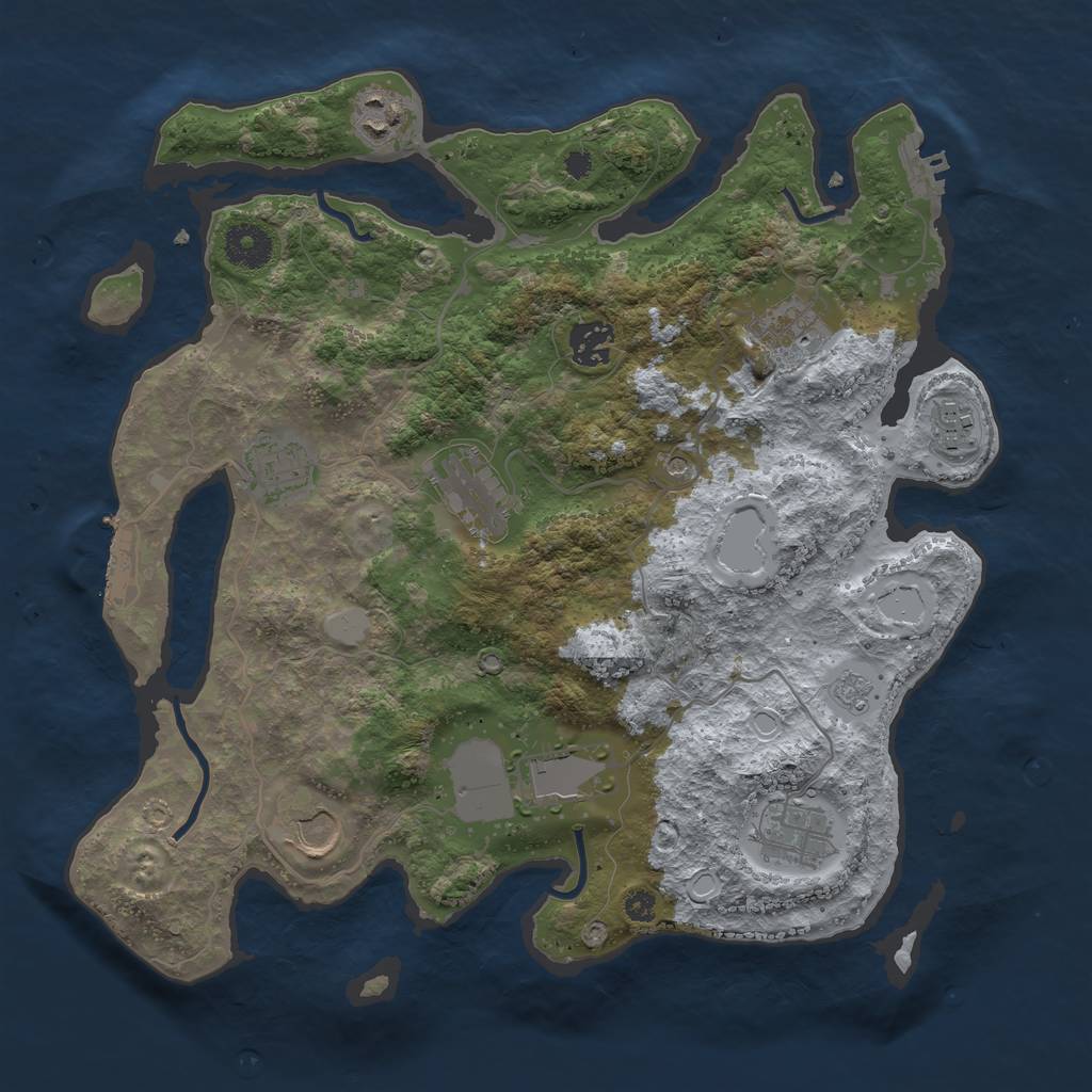 Rust Map: Procedural Map, Size: 3500, Seed: 5101525, 18 Monuments