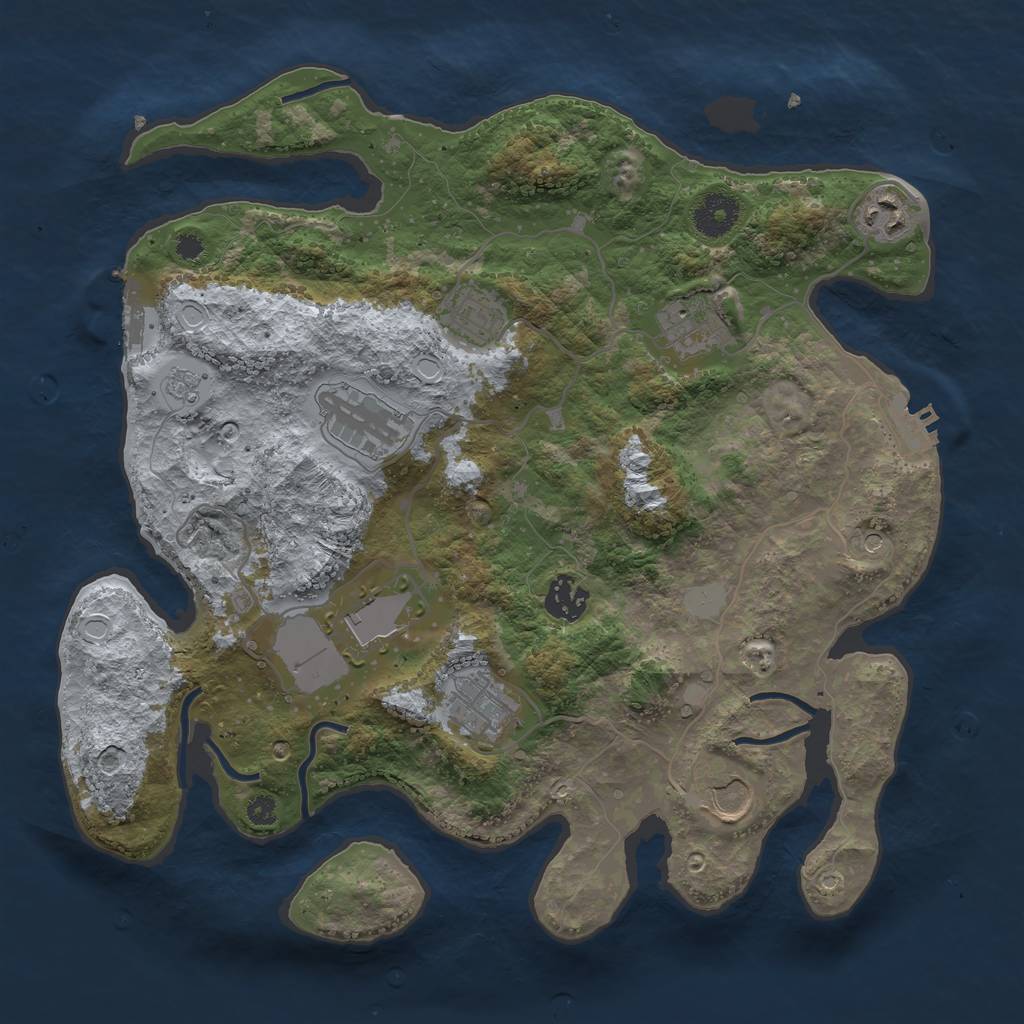 Rust Map: Procedural Map, Size: 3500, Seed: 38875296, 17 Monuments