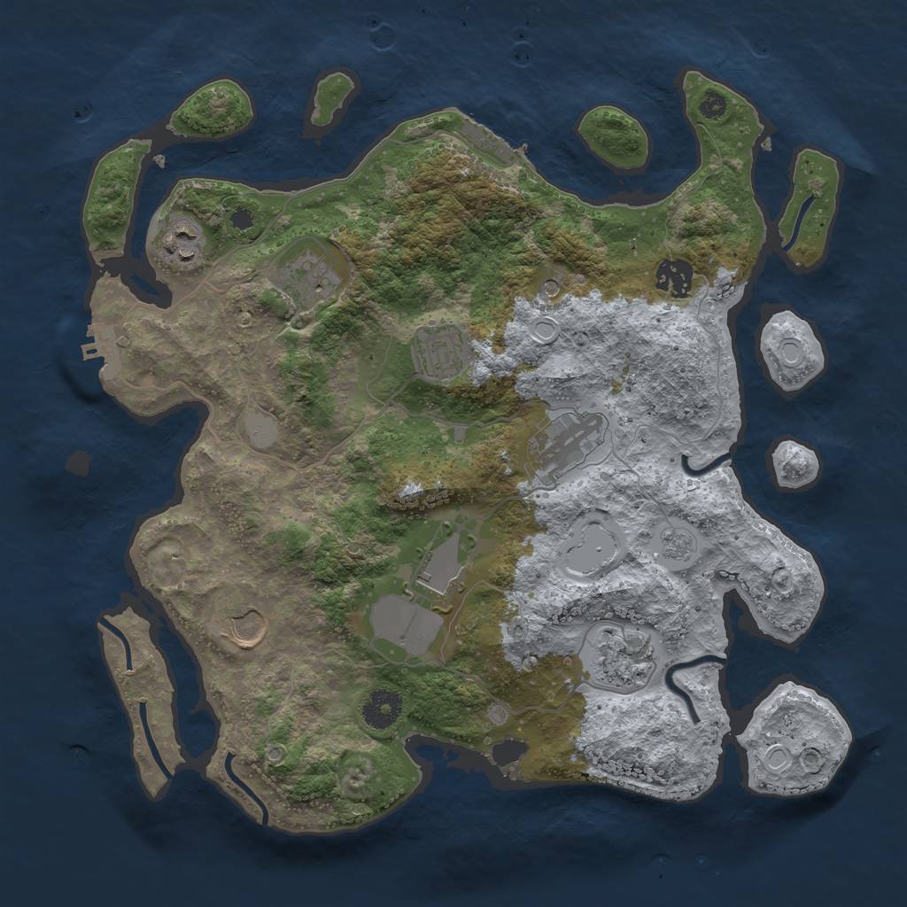 Rust Map: Procedural Map, Size: 3500, Seed: 89569647, 17 Monuments