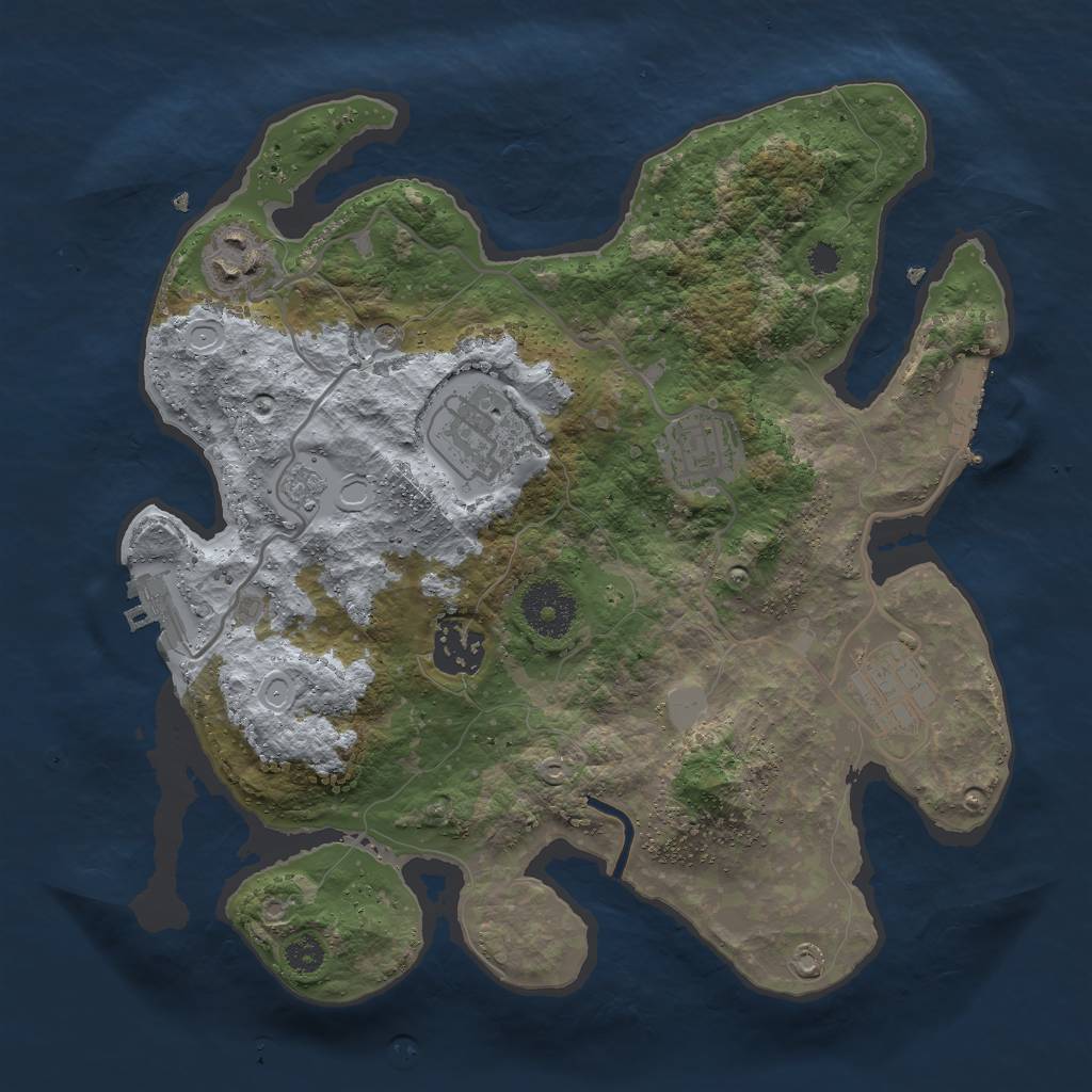 Rust Map: Procedural Map, Size: 3000, Seed: 39648, 14 Monuments