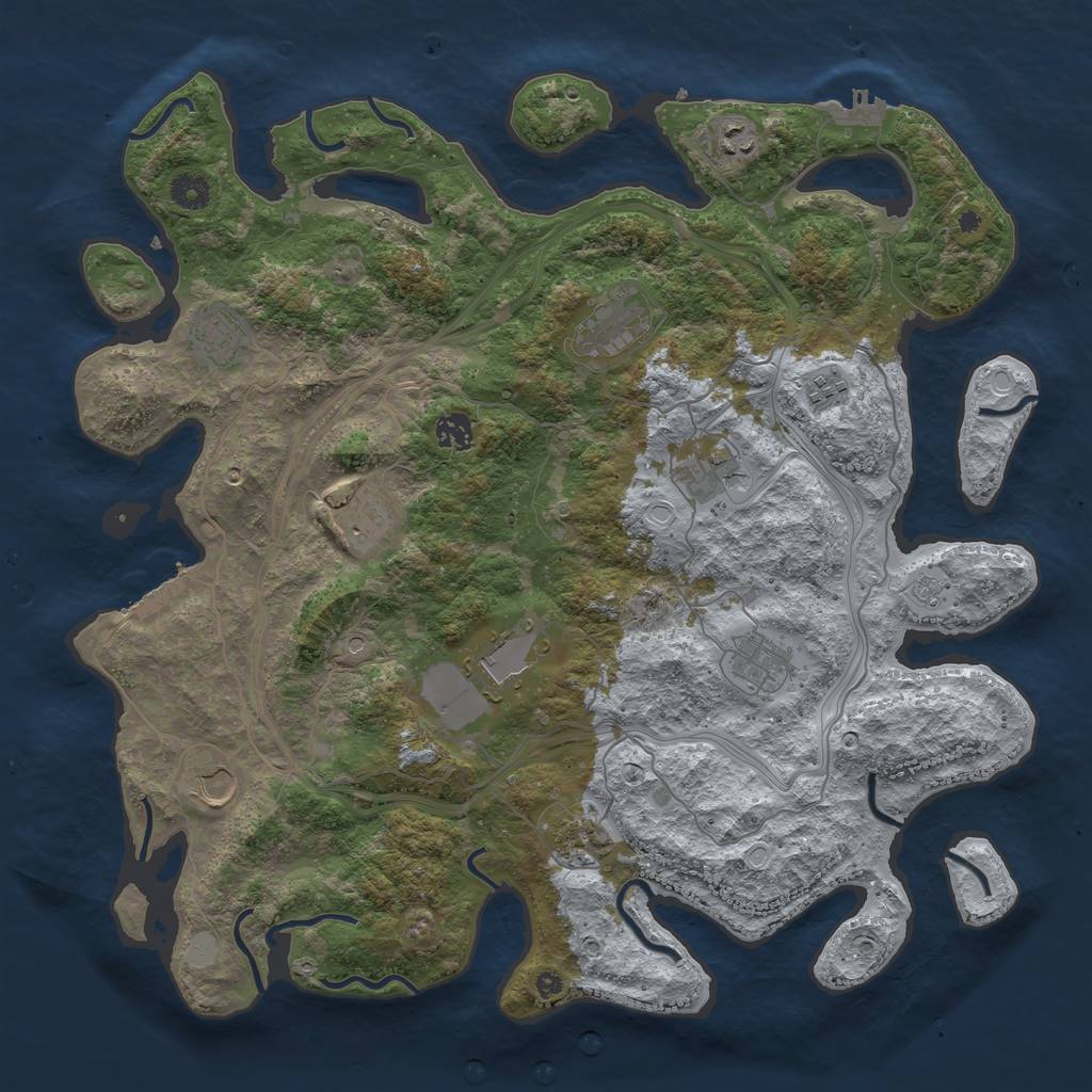 Rust Map: Procedural Map, Size: 4250, Seed: 686560396, 20 Monuments