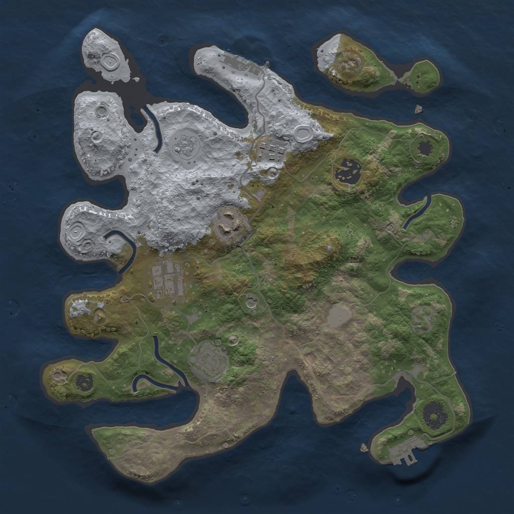 Rust Map: Procedural Map, Size: 3000, Seed: 1245559497, 14 Monuments